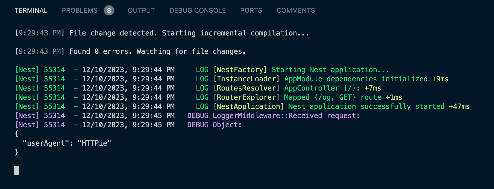 Middleware logs