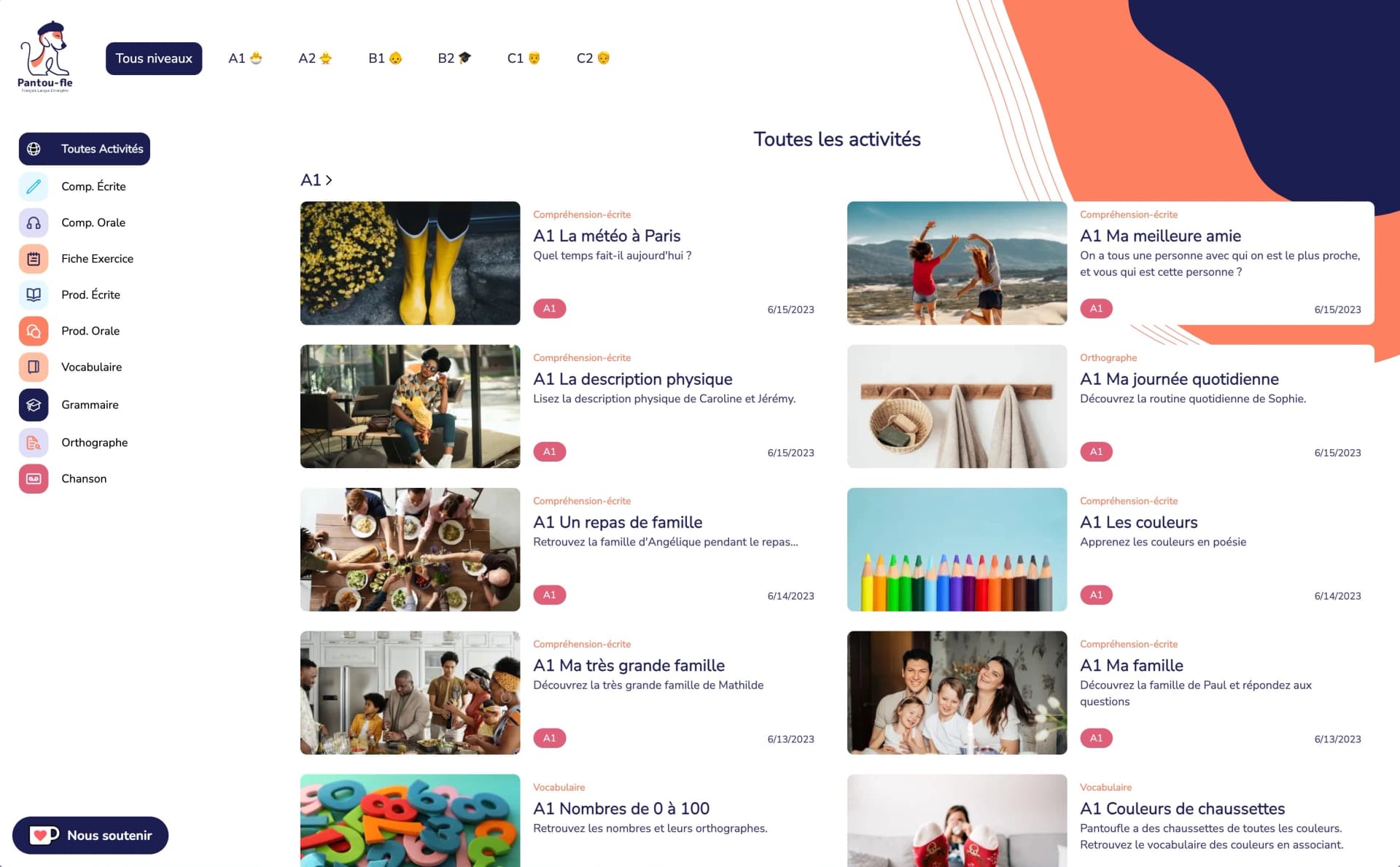 Screenshot of the website